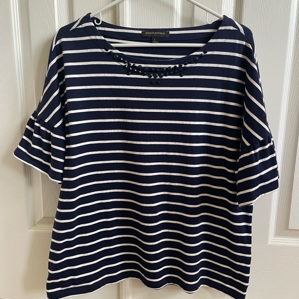 Banana Republic Women's Navy Striped Top